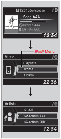1. Press  to display the iPod®