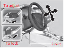 1. Pull the steering wheel adjustment lever up.