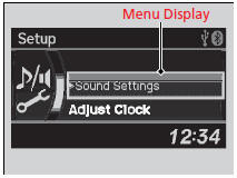 Selector knob: Rotate left or right to scroll