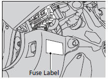Fuse locations are shown on the label on