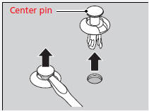 Insert the clip with the center pin raised, and push