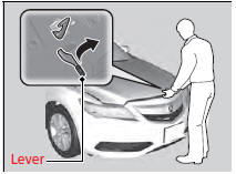 3. Slide the hood latch lever in the center of