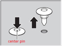 Push the center pin back to lock the clip. Then, insert